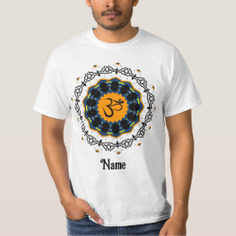 Camiseta Mandala Espiritual Yoga Om Símbolo Azul Personaliz