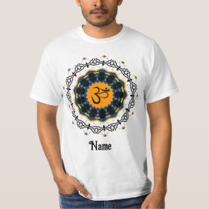 Camiseta Mandala Espiritual Yoga Om Símbolo Azul Personaliz