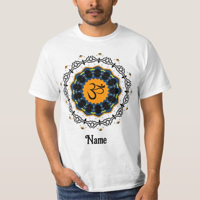 Camiseta Mandala Espiritual Yoga Om Símbolo Azul Personaliz (Anverso)