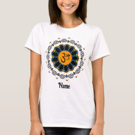 Camiseta Mandala Espiritual Yoga Om Símbolo Azul Personaliz