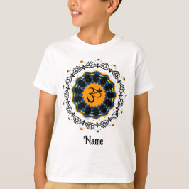 Camiseta Mandala Espiritual Yoga Om Símbolo Azul Personaliz