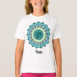 Camiseta Mandala Espiritual Yoga Om Símbolo Azul Personaliz