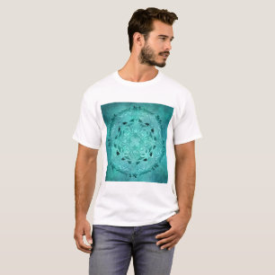 Camiseta Mandala floral étnica del grunge de la turquesa