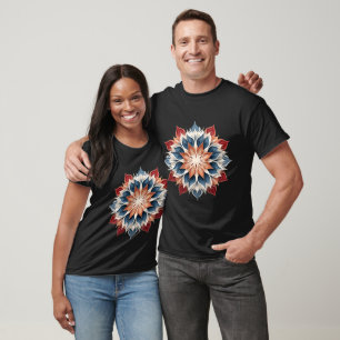 Camiseta Mandala floral patriótica - rojo, blanco y azul