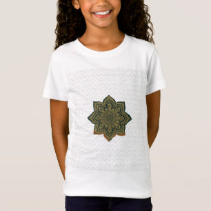 Camiseta Mandala Flores Art. Green Gold Zen Decoración