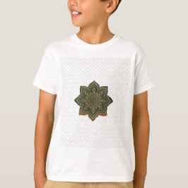 Camiseta Mandala Flores Art. Green Gold Zen Decoración