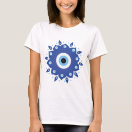 Camiseta Mandala griega malvado Ojo Azul Blanco