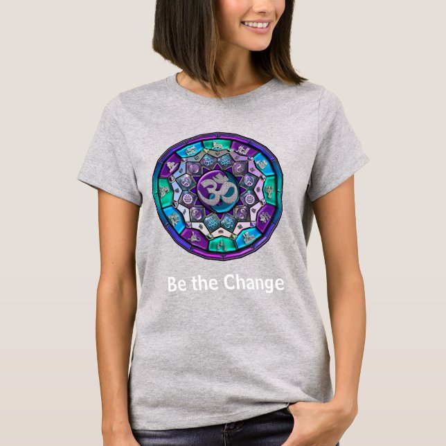 Camiseta Mandala independiente ~ Sea el cambio en el morado (Anverso)