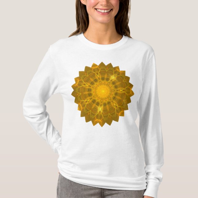 Camiseta Mandala Lace Lines fondo amarillo cálido (Anverso)