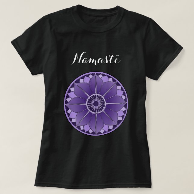 Camiseta Mandala morada moderna para el nombre (Diseño del anverso)