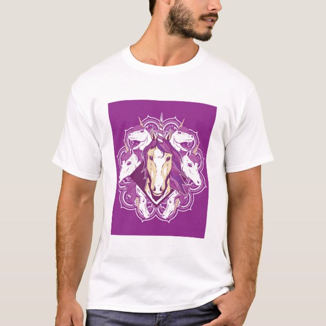 Camiseta Mandala morada unicornio (Anverso)