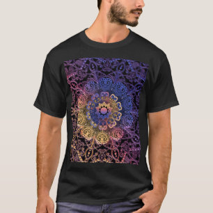 Camiseta Mandala morada y amarilla: diseño dibujado a mano