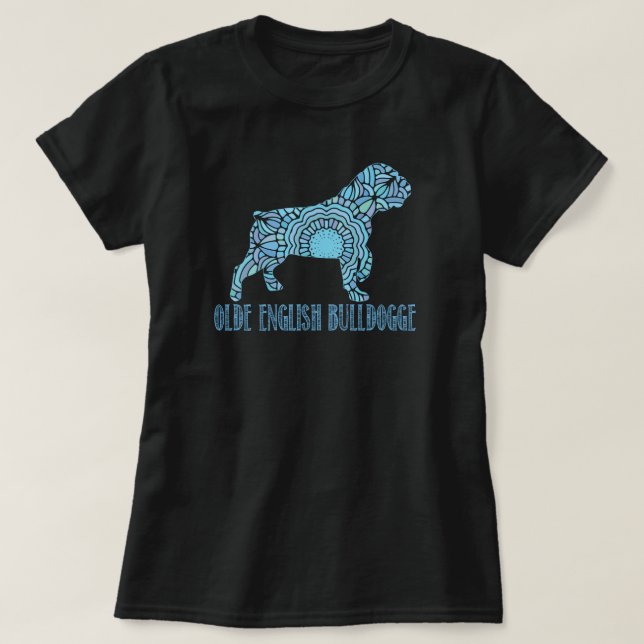 Camiseta Mandala Olde English Bulldogge T-Shirge (Diseño del anverso)