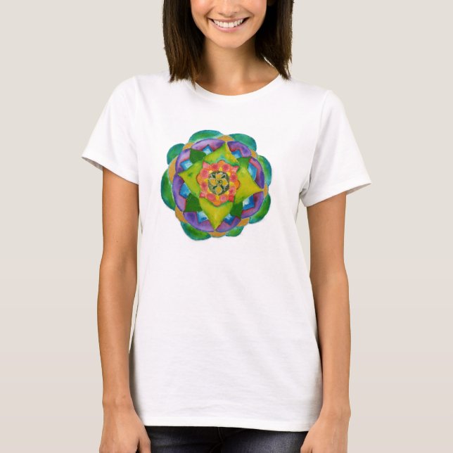 Camiseta Mandala Pintando ropa femenina estadounidense Fine (Anverso)