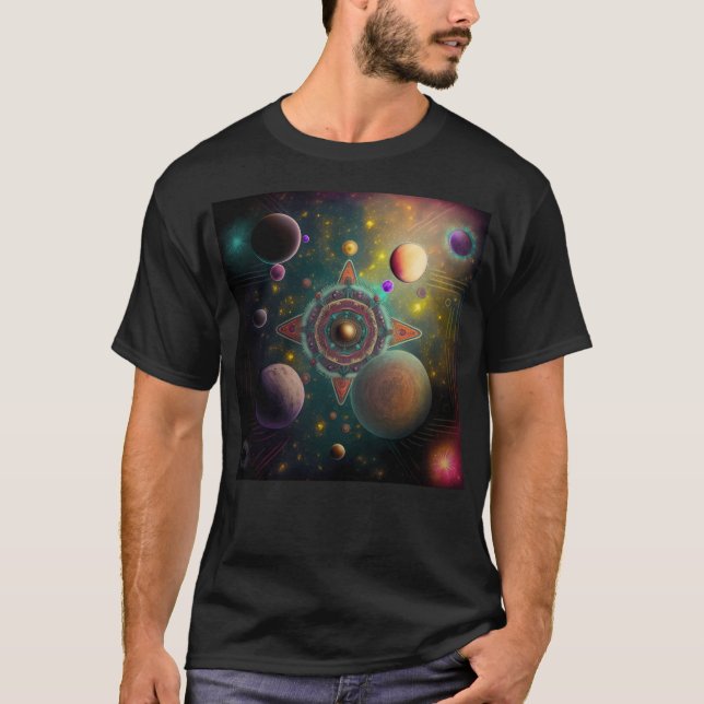 Camiseta Mandala Psicodélica En Universo (Anverso)