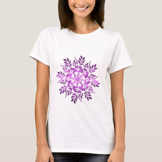 Camiseta Mandala púrpura floral (Anverso)