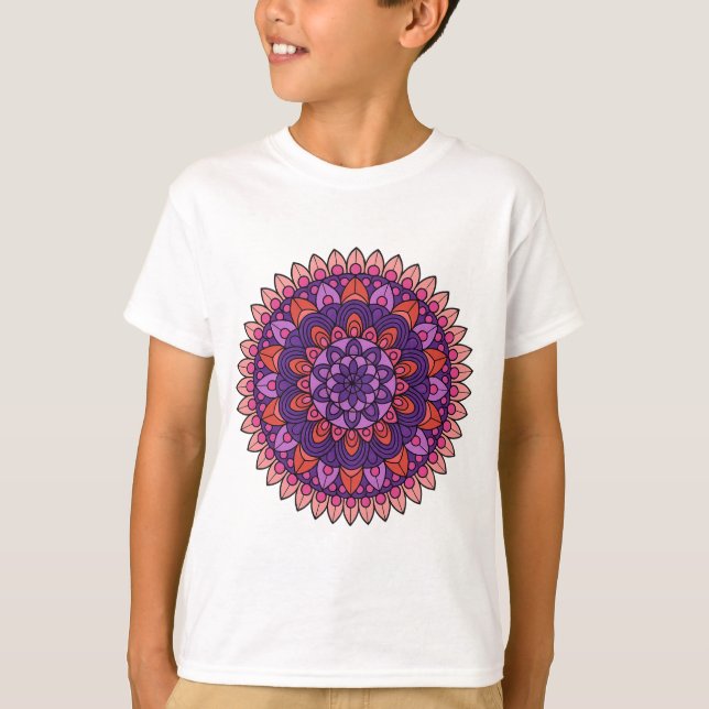 Camiseta Mandala púrpura y rosa (Anverso)