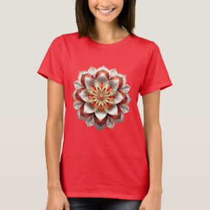 Camiseta Mandala roja dorada - Elegante simetría floral