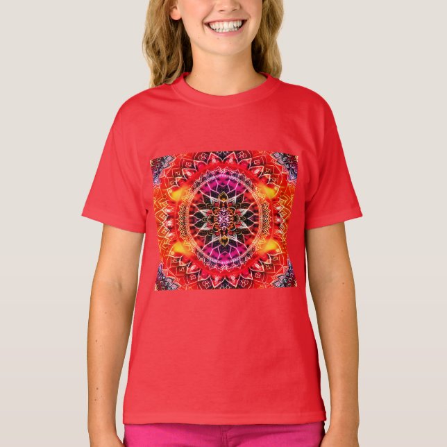 Camiseta Mandala roja hipnótica (Anverso)