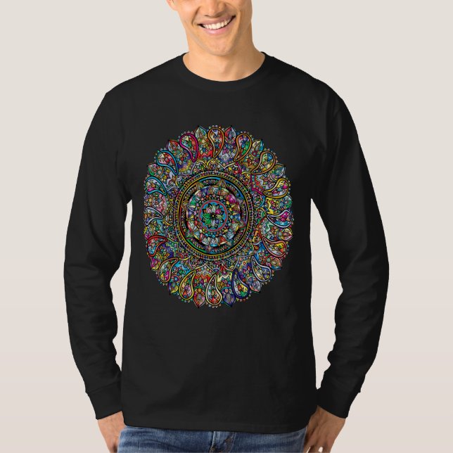 Camiseta Mandala Sagrada Geometría Prana Yoga Mantra Om (Anverso)