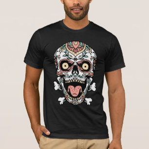 Camiseta Mandala Skull T-Shirt   Boho Gothic Skull Art Tee