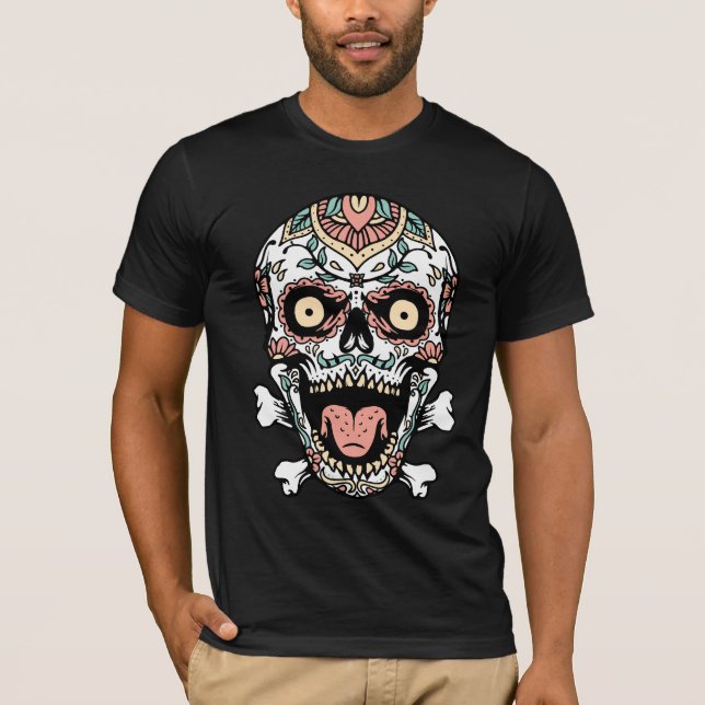 Camiseta Mandala Skull T-Shirt | Boho Gothic Skull Art Tee (Anverso)