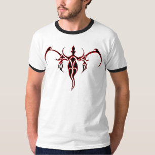 Camiseta Mandalá Tribal Ornado Negro y Rojo de Elefante