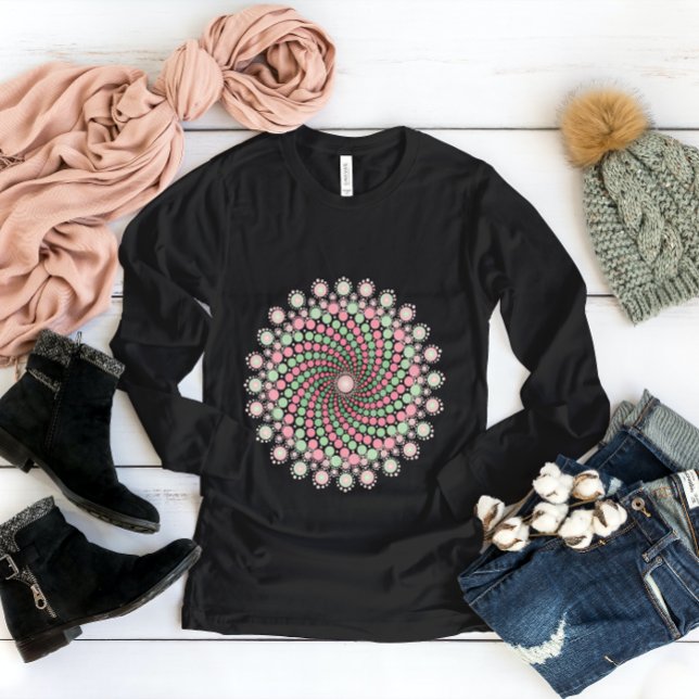 Camiseta Mandala verde y rosa (Subido por el creador)