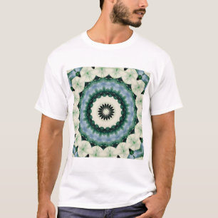 Camiseta Mandalas de Flor Blanca y Azul Celeste