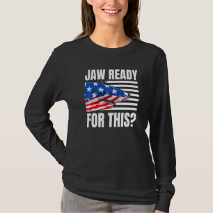Camiseta Mandíbula lista para esto Tiburón Bandera American