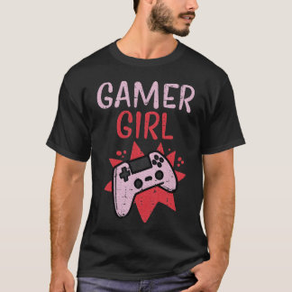 Camiseta Mando de juego rosa para chica jugadora Videojuego