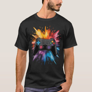 Camiseta Mando de videojuego con salpicaduras de pintura co