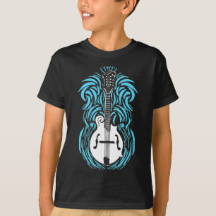 Camiseta Mandolin Blue Fire Flame Vintage Bluegrass Music F