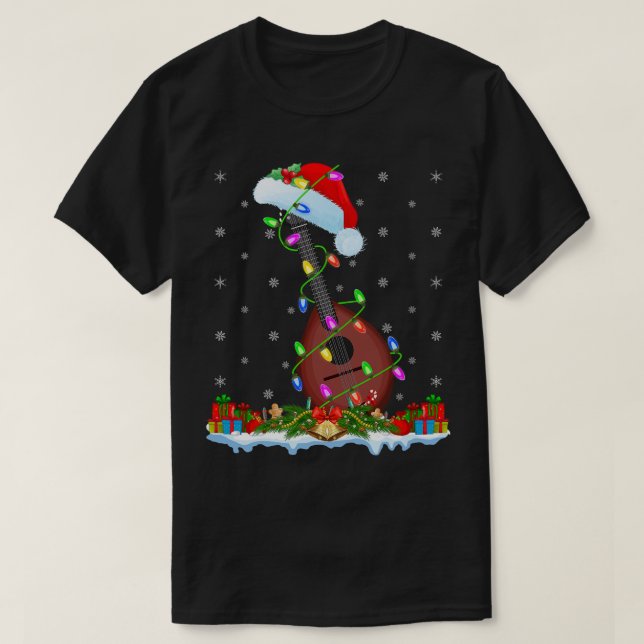 Camiseta Mandolin Lover Music Aover coincide con Santa Hat  (Diseño del anverso)