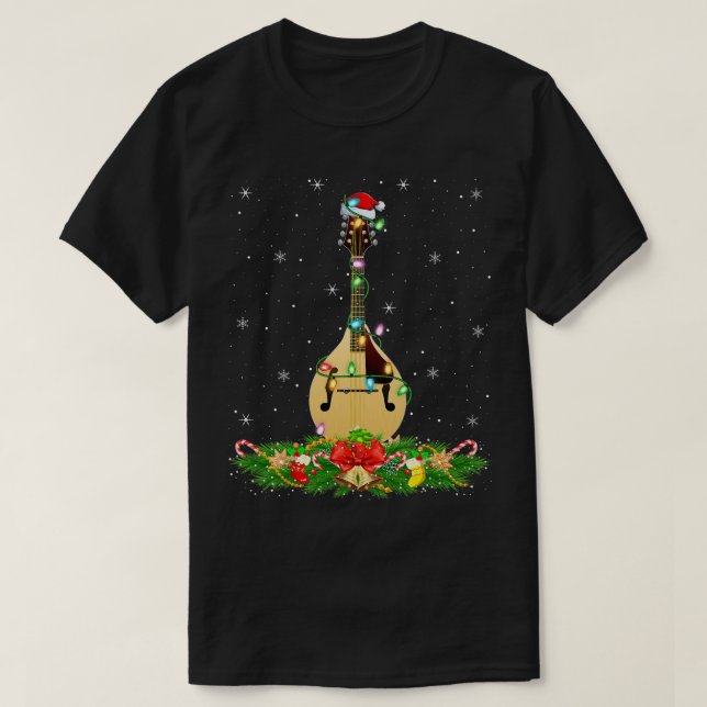 Camiseta Mandolin Lover Music Lover Encendió la Navidad San (Diseño del anverso)