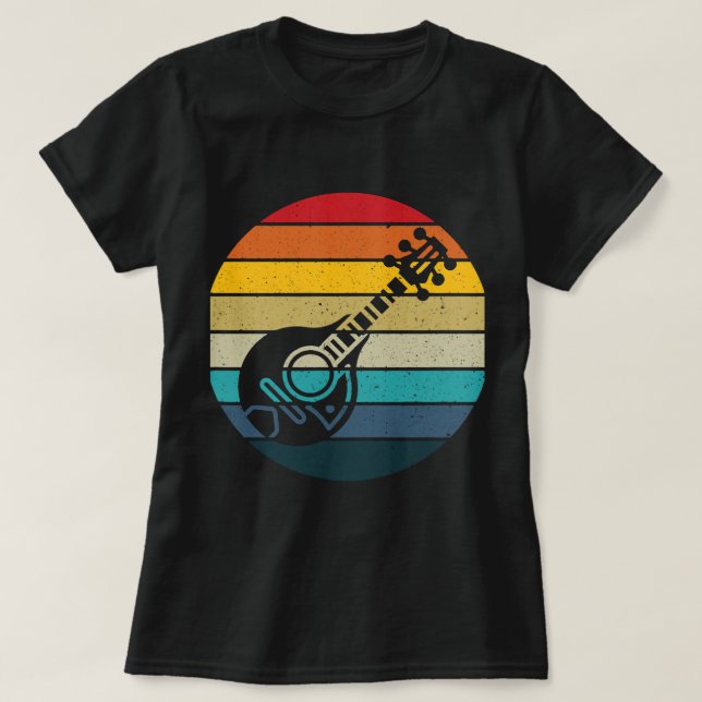 Camiseta Mandolin Lover retro sunset vintage mandolin playe (Diseño del anverso)