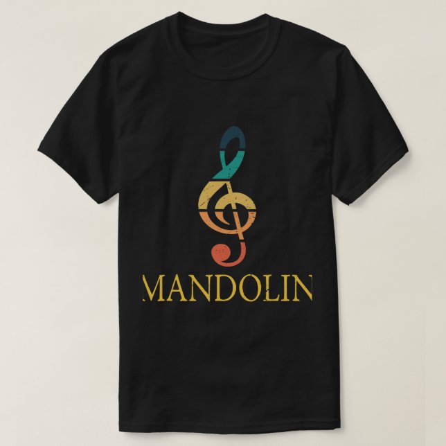 Camiseta Mandolin Lover Retro Treble Clef para Mandolin (Diseño del anverso)