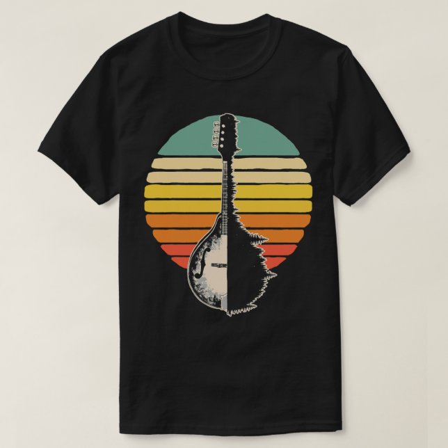 Camiseta Mandolin Lover Trees Reflection 80s Retro Sunset B (Diseño del anverso)