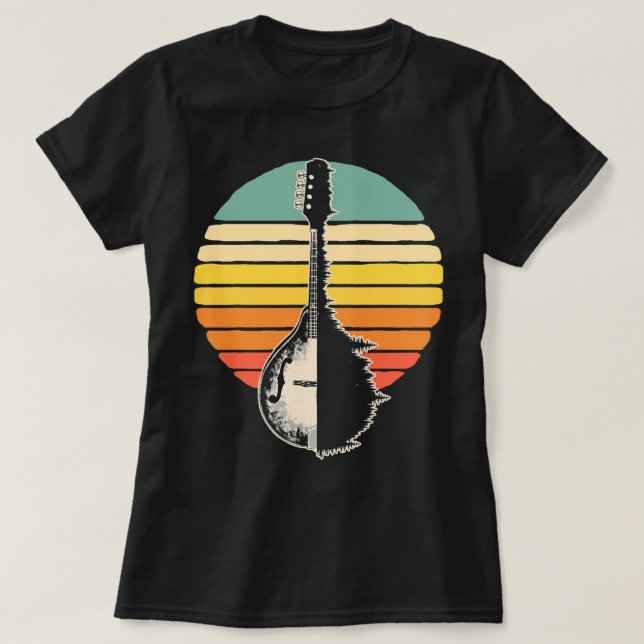 Camiseta Mandolin Lover Trees Reflection 80s Retro Sunset B (Diseño del anverso)
