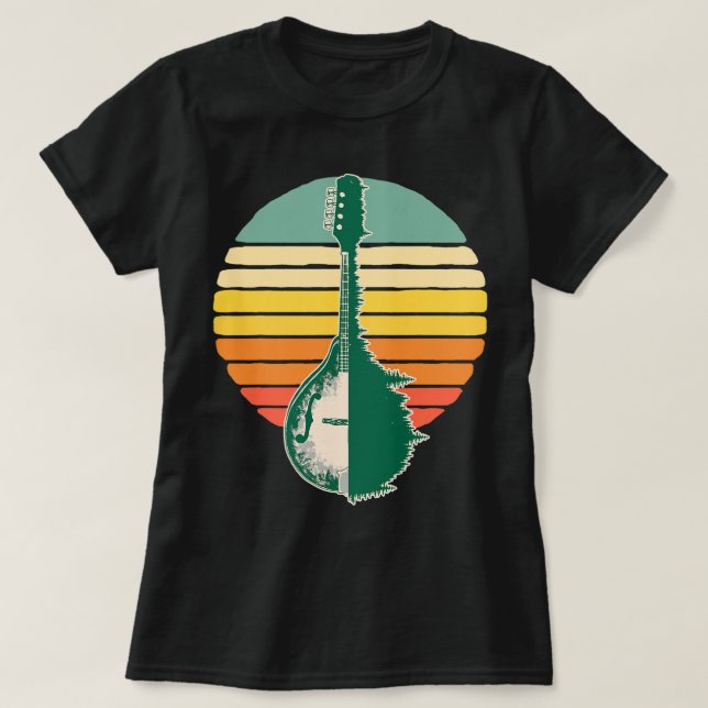 Camiseta Mandolin Lover Trees Reflection 80s Retro Sunset B (Diseño del anverso)