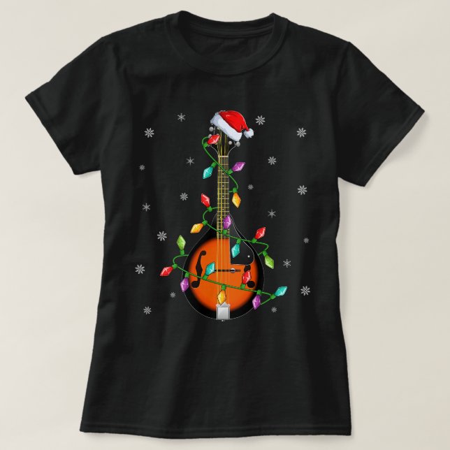 Camiseta Mandolin Lover Xmas Iluminación coincidente con Ma (Diseño del anverso)