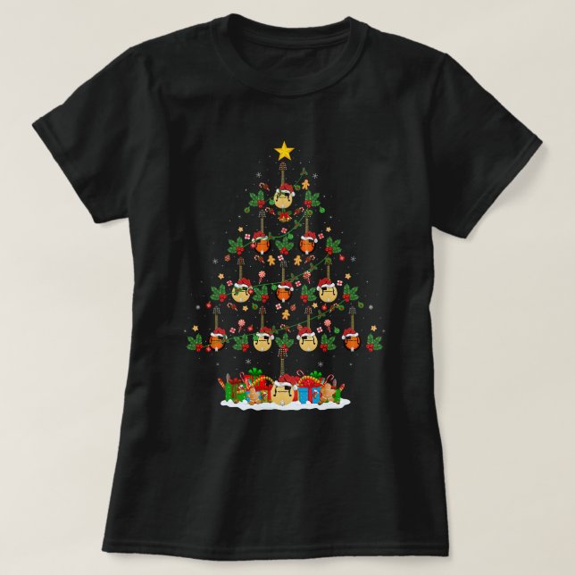 Camiseta Mandolin Lover Xmas Tree ilumina Funny Santa Mando (Diseño del anverso)