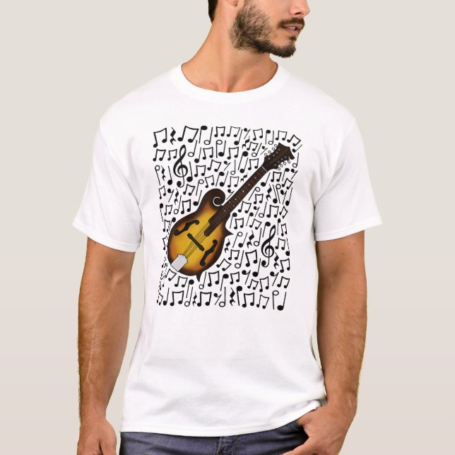 Camiseta Mandolin Musical Notes Mandolinista Músico Folclór (Anverso)