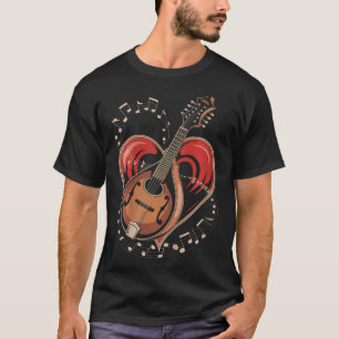 Camiseta Mandolina Corazón Mandolinista Guitarra Bluegrass