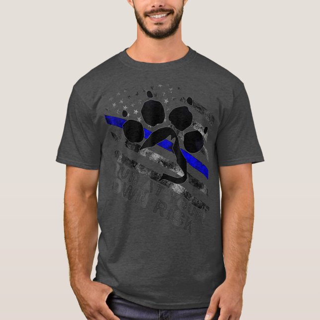 Camiseta Manejador K9 Línea Azul delgada ejecutada a su pro (Anverso)