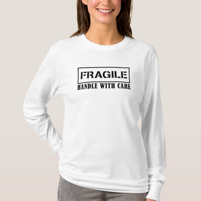 Camiseta Manejar con cuidado, sello frágil (Anverso)