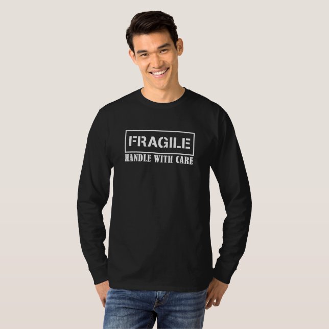 Camiseta Manejo frágil con cuidado, pegatina frágil (Anverso completo)