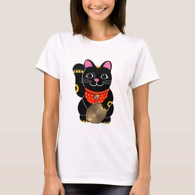 Camiseta Maneki negro Neko (Anverso)