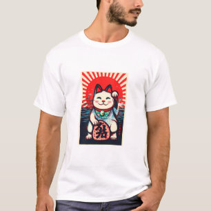 Camiseta maneki neko afortunado gato