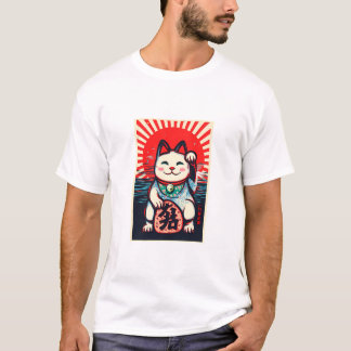 Camiseta maneki neko afortunado gato